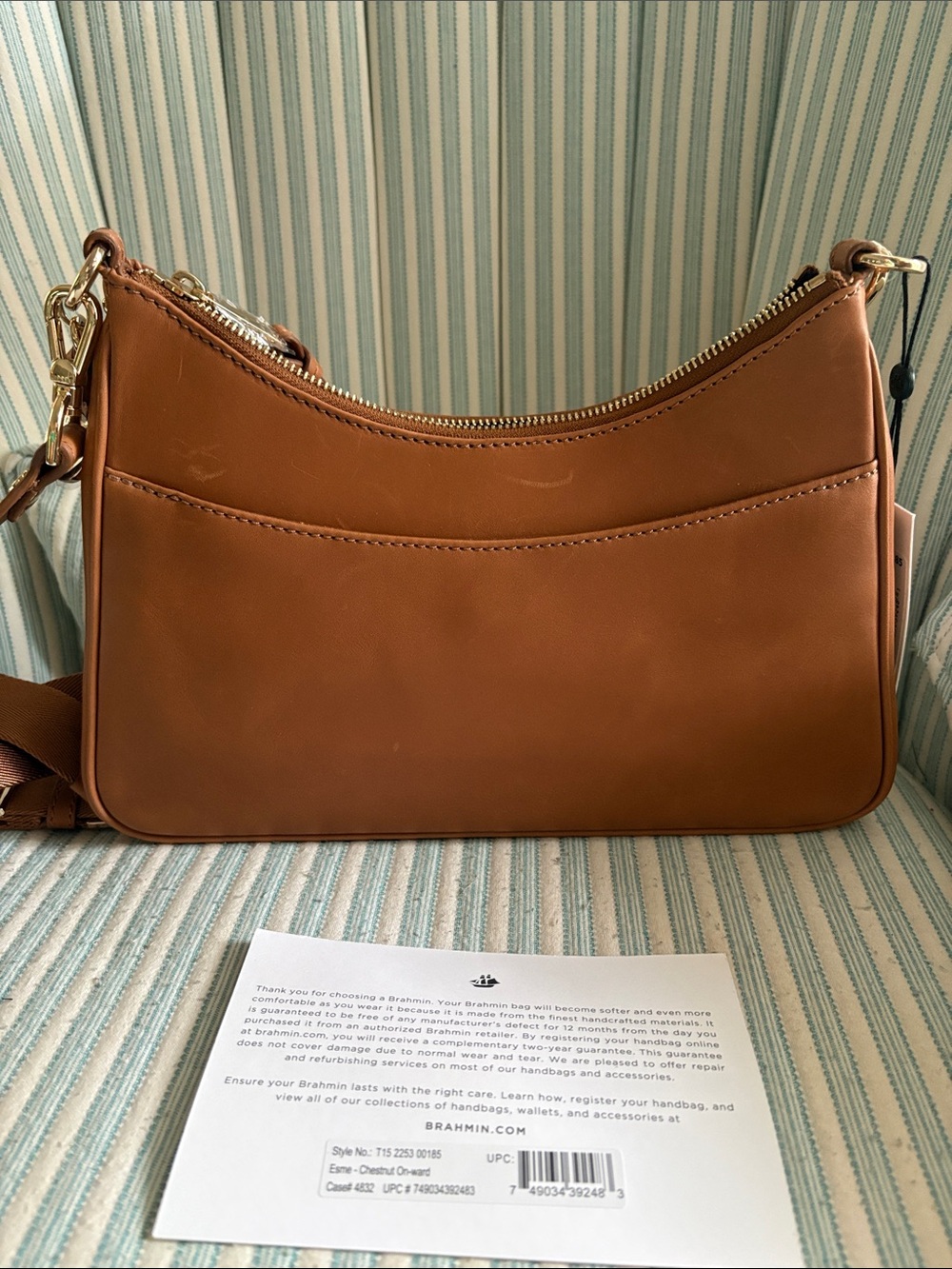 Brahmin Esme Crossbody Saddle Leather Shoulder Bag in Chestnut Brown - Picture 8 of 10